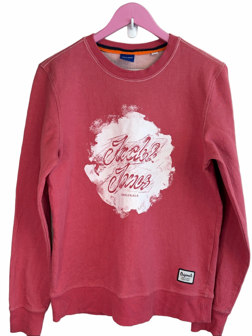 Jack & Jones Men’s Dusty Red Crewneck Sweatshirt Graphic SMALL